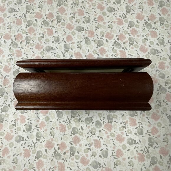 Small Wooden Jewelry Box - Embroidered Inlay - Removable tray - Picture 14 of 16